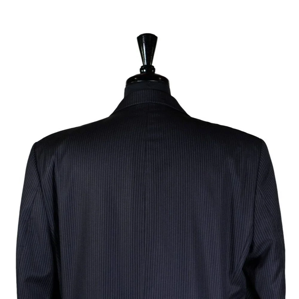 Calvin Klein Mens Blazer Blue Striped Wool 2 Button Suit Jacket Sport Coat 42R